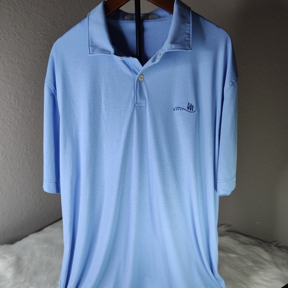 Peter Miller Featherweight Mens Blue Small Golf Course Print Polo Shirt Size L
